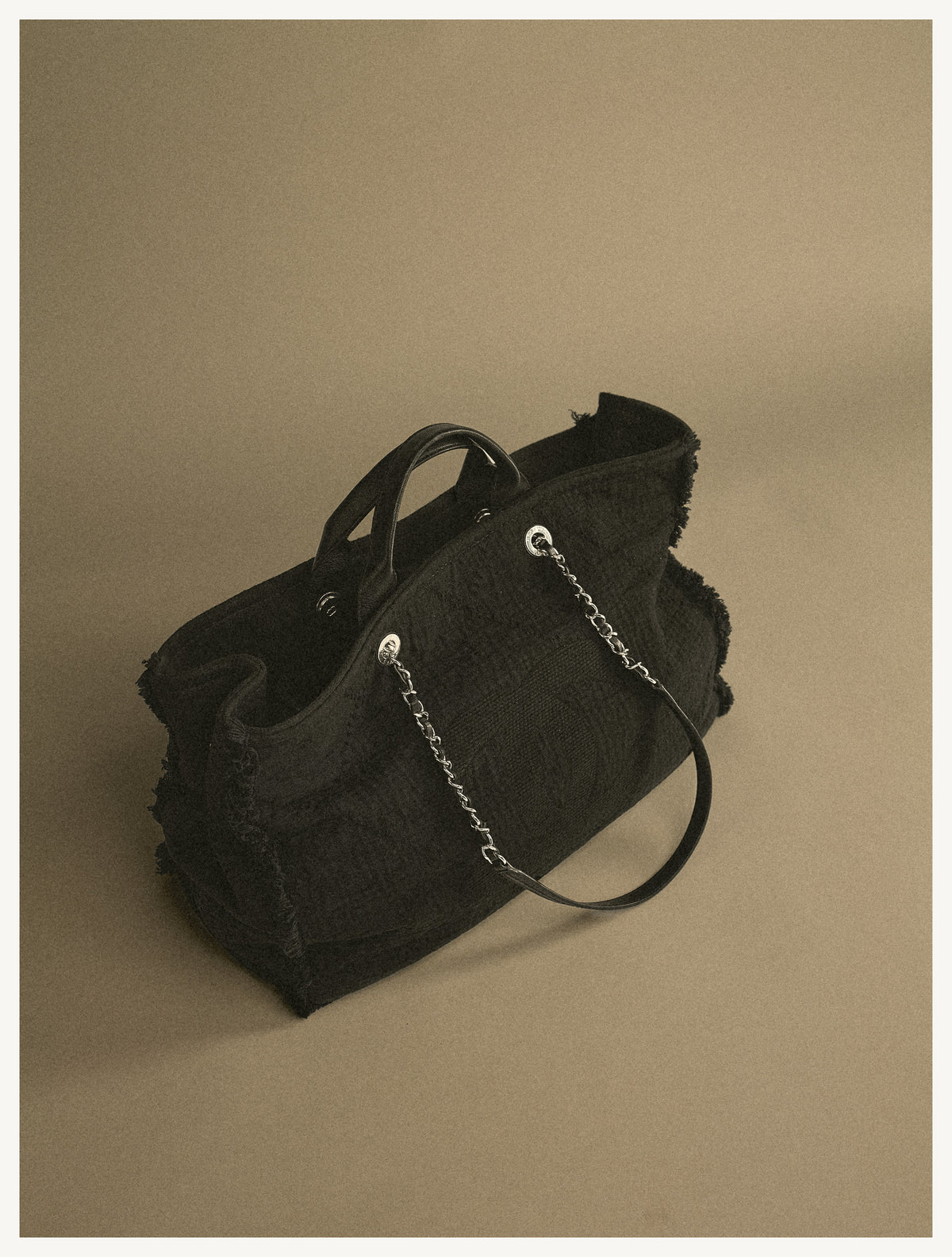 Chanel Deauville Tote, black – three-quarter view